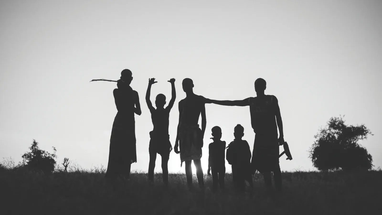Ethiopian kids/teens in silhouette