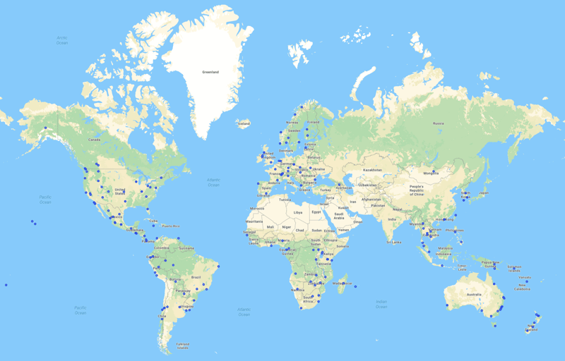 world map of DTSs