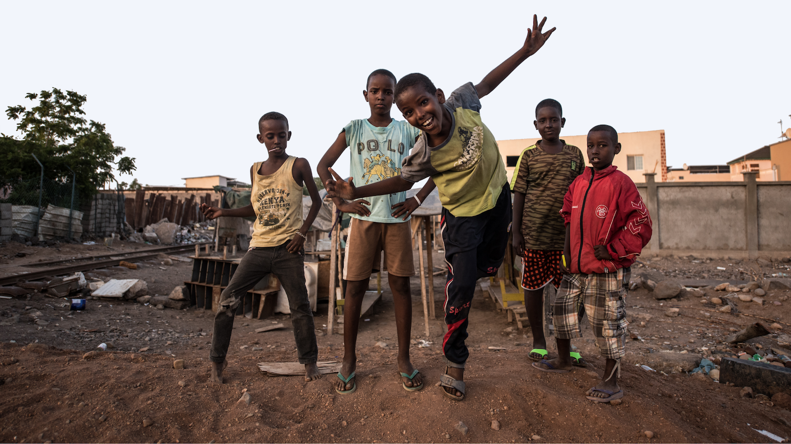 Kids playing outside in Kenya.